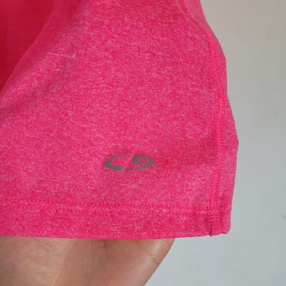 Champion Duodry Neon Hot Pink Round V Neck Short Sleeve Workout Tee Shirt Large - Picture 5 of 9